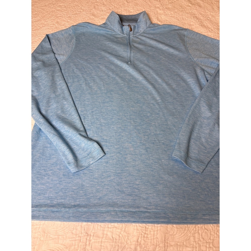 Johnnie-O Mens XL Light Blue Heathered Quarter Zip Pullover Long Sleeve Sweater